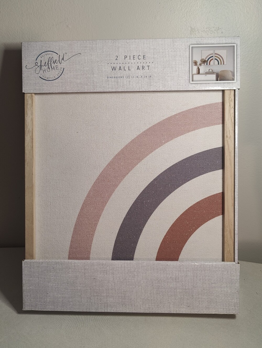 Sheffield Home Cream Canvas Rainbow Wall Art - Pink, Mauve, Terracotta